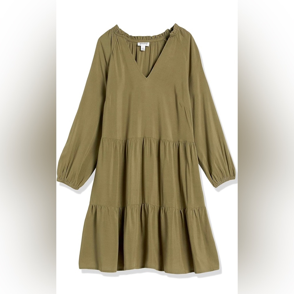 Ruffled neck tiered mini dress